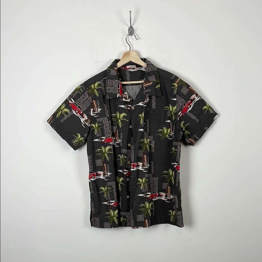 Barefoot In Paradise Hawaiian Men's M Button Down Casual Tropical Print Shirt